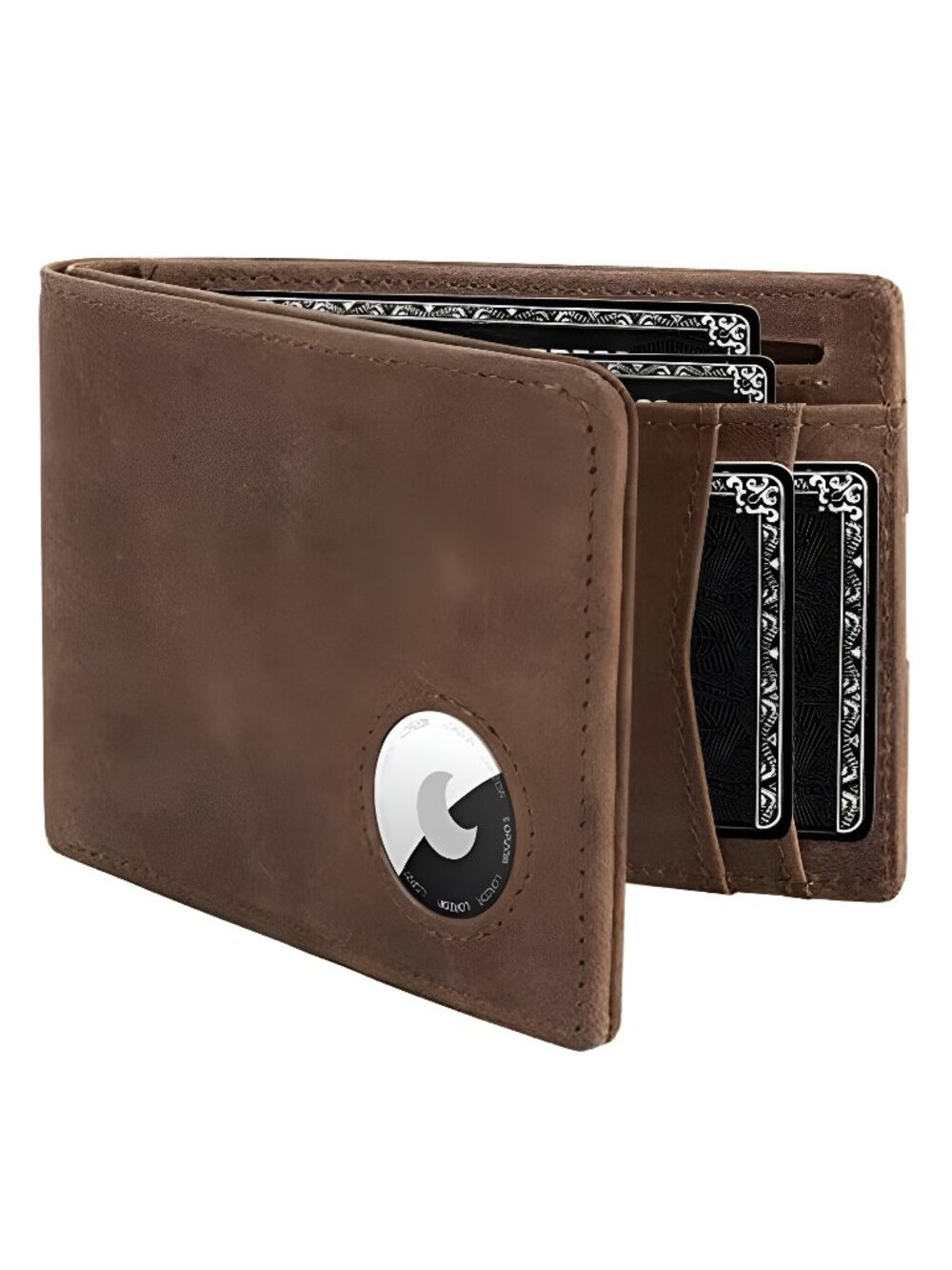 AirTag Leather Wallet for Men, Bifold Full Grain Leather Minimalist